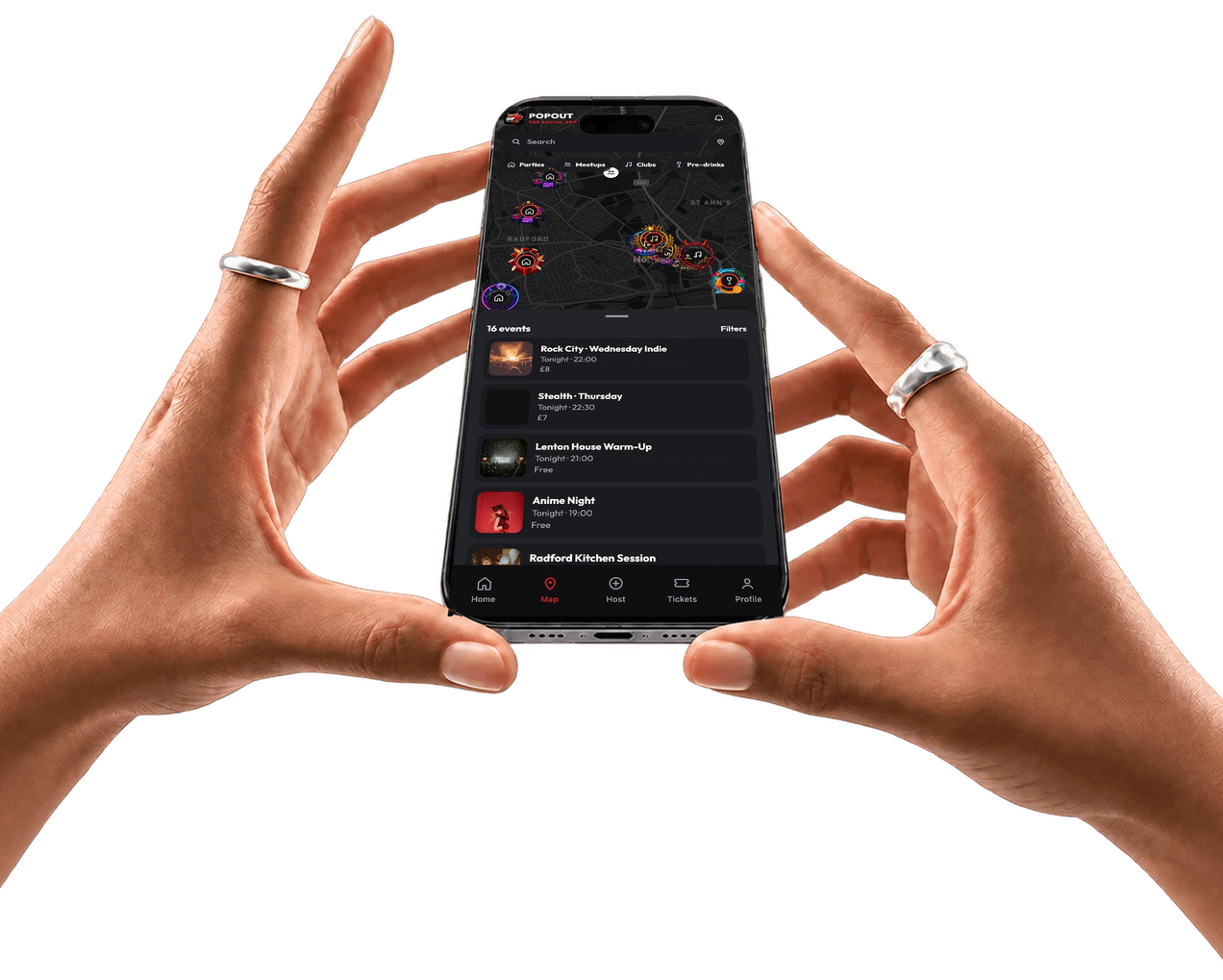 Two hands holding iPhone with Pop Out